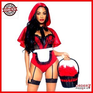 Plus Size 3-Piece Lace Garter Teddy Apron Cape Costume